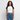 Kort ekologisk baseball-T-shirt dam - vit/svart 