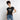 T-shirt med upprullade ärmar dam svart / xs med markerad tryckyta med texten din design